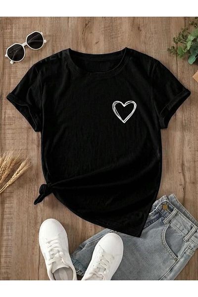 DAXİS Sportwear Company Tricou cu imprimeu inimă pentru copii - Tricou cu gât crew