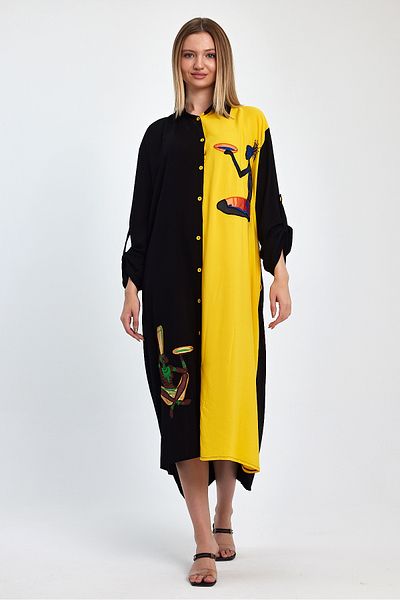 Denismoda Rochie de damă cu guler cămașă brodat