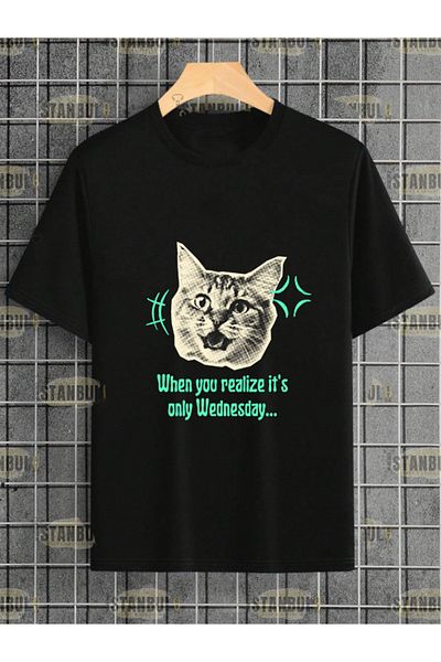 aynewmoda Μπλουζάκι Oversize Cat Printed