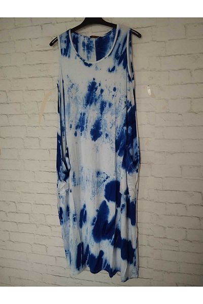 anne moda ankara Ολόσωμο καλοκαιρινό φόρεμα με γραβάτα με βαφή μέχρι τον αστράγαλο