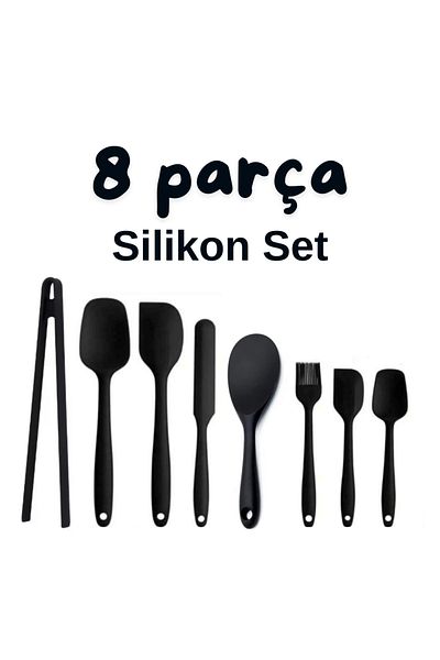 sengenegel 8 Piece Set - Fireproof and Non-Stick Kitchen Set, Silicone Egg Brush, Spoon Knife Spatula