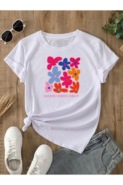 DAXİS Sportwear Company Μπλουζάκι με λαιμόκοψη με λουλούδια για παιδιά