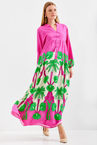 Bigdart Γυναικείο φόρεμα χιτζάμπ από φούξια πράσινο βισκόζη - 2423