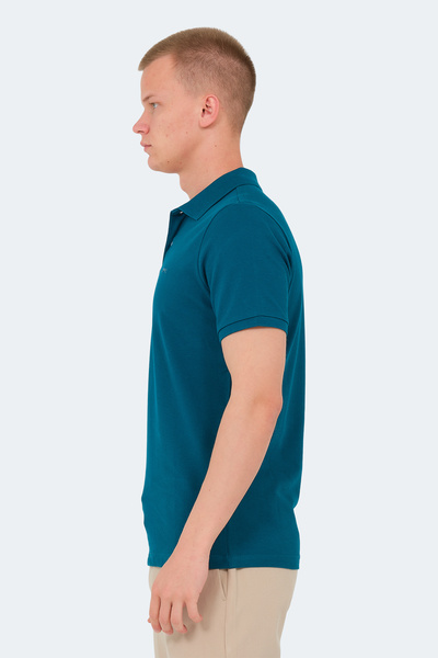 Slazenger Vale Ktn Men's Polo Neck Petrol T-Shirt