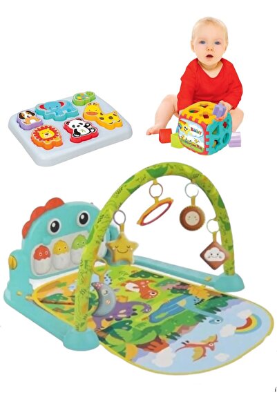 Shem Piyanolu Dinazor Bebek Oyun Halısı Aynalı Müzikli Işıklı 3d Hayvanlar Bu...