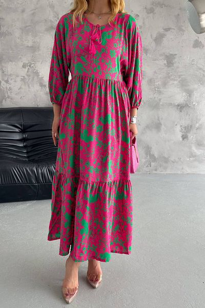Neşeli Butik Καλοκαιρινό φόρεμα βισκόζης - χαλαρή εφαρμογή με σχέδιο NBK2077