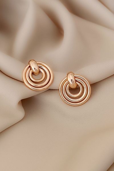 COSİTA Rose Colored Vintage Three Circle Evening Gown - Earring Design