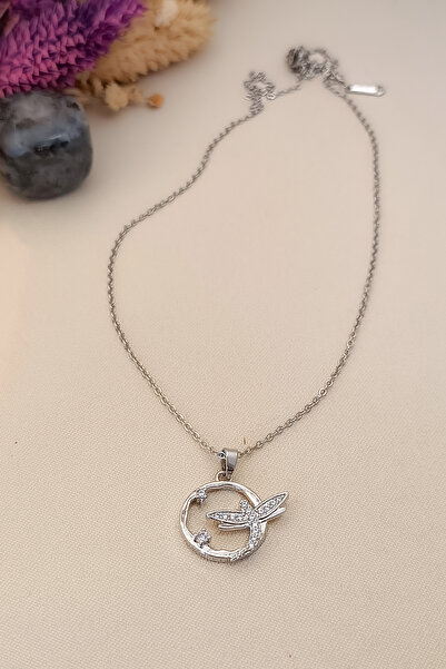 COSİTA Yusufcuk Daire Zirkon Taş Minimal Doğa Tema Silver Çelik Kolye