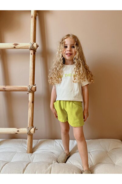 YİGİT BUTİK Girl's Linen Shorts Set