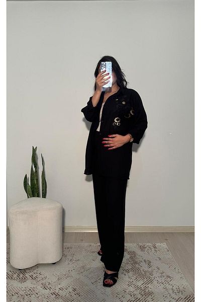 Butik لمسة كتان أنيقة - طقم مكون من 3 قطع مقاس كبير