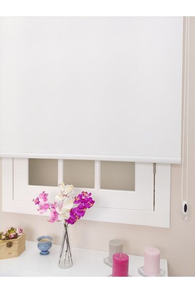 atölyeperde Kalın Mat Kumaş Kırık Beyaz Stor Perde