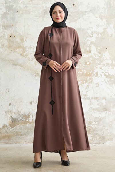 InStyle Stone Brown Diamond Detailed Ferace