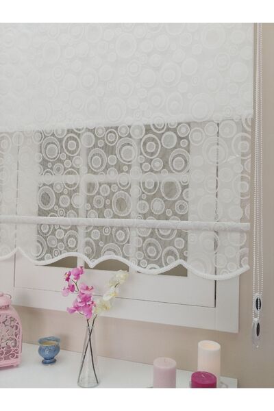 atölyeperde Atölye Perde Çiftli Sistem Örme Dairesel Desenli Tül+stor