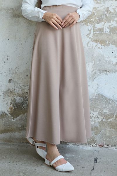 InStyle Fusta din material tricotat dublu de culoare bej