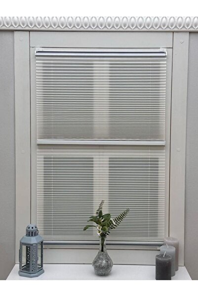 YAZAR HOME Gece Gündüz Katlanabilir Beyaz Cam Balkon Plise Perde