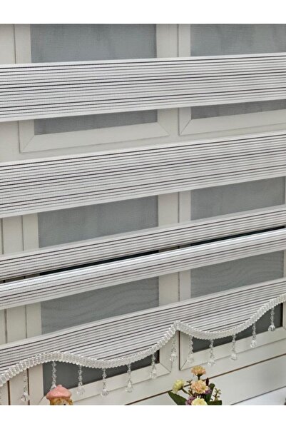 YAZAR HOME Yeni Sezon 1. Kalite Beyaz Gri Geçişli Zebra Stor Perde