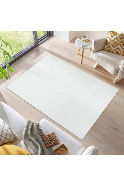 Classy Home Living Modern Desenli Elit Serisi Krem Kaymaz Taban Yıkanabilir H...