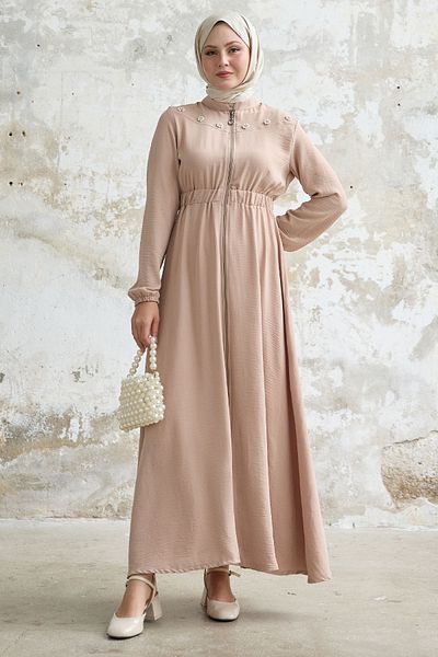 InStyle Bej Ferace - cu halat de perle de flori, elastic