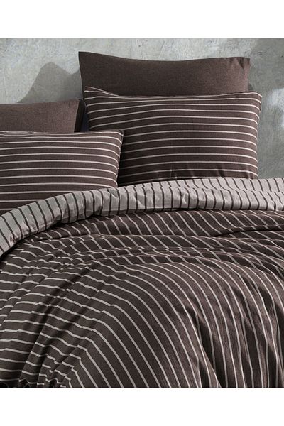 luxtex Комплект завивка от памучен сатен с двойни райета - 200x220 см