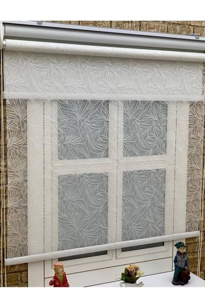 YAZAR HOME Yeni Sezon 1. Kalite Eteği Düz Çiftli Sistem Tül + Stor Perde