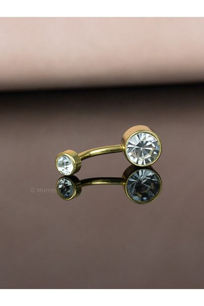 MORNEVA Basic Minimal Design - Steel Belly Piercing with Circle Stone Detail