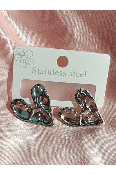 staınless steel Deep Heart - Steel Earring Design