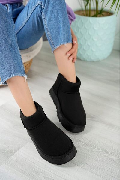 meefshoes Suede Women's Mini Boots - Thick Sole and Fur Inner
