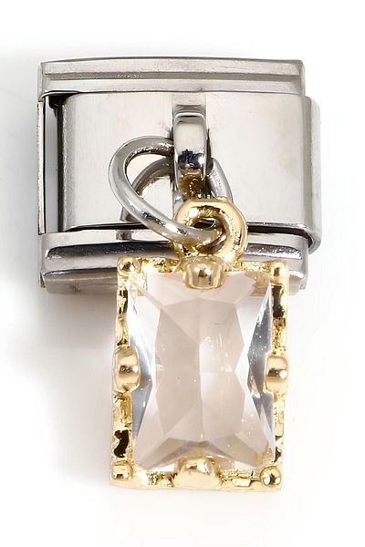 Takı Dükkanı 9mm Italian Steel Bracelet Charm - Dangle Solitaire (1 PC) Scb26c