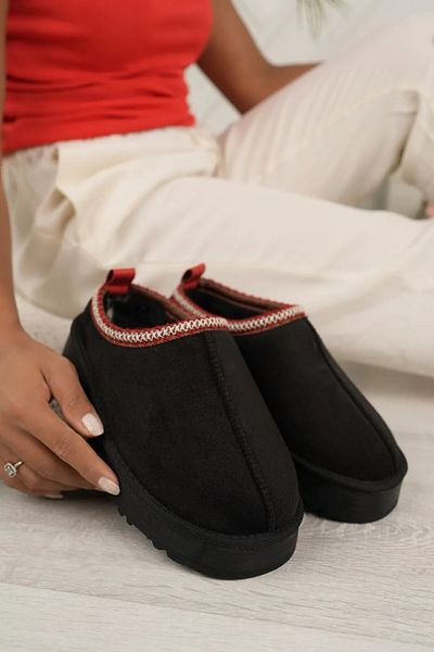 meefshoes Papuci de damă cu blană cu talpă groasă