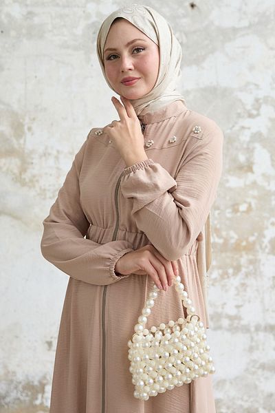 InStyle Bej Ferace - cu halat de perle de flori, elastic