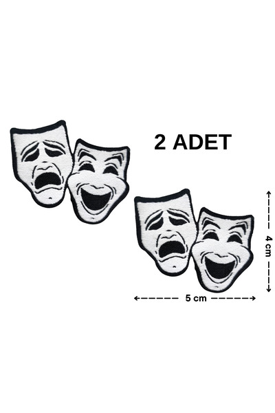 Megas Etiket Ütü ile Yapışan "Tiyatronun Simgesi" Tiyatro Maskesi Dokuma Arma...