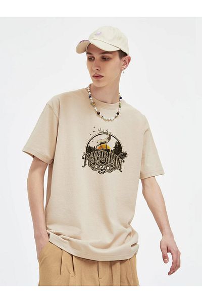 Boi Ramblin Vintage Design - Γυναικείο μπλουζάκι με ασπρόμαυρο χαλαρό κομμένο oversize