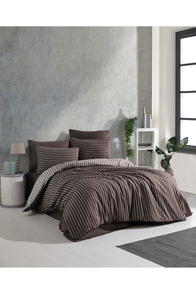 luxtex Комплект завивка от памучен сатен с двойни райета - 200x220 см