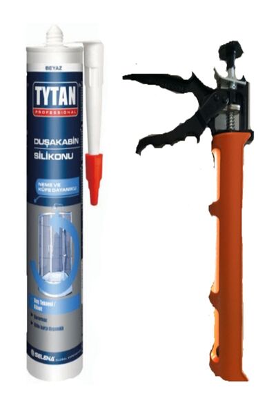 TYTAN Professional Duşakabin Banyo Silikonu 280ml Beyaz Hmp Plastik Silikon Tabancası - Montaj Set