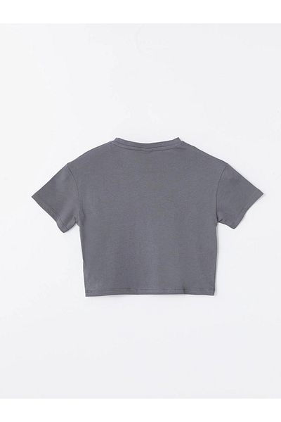 LC Waikiki LCW Kids Crew Neck Printed Short Sleeve Girls Crop T-Shirt