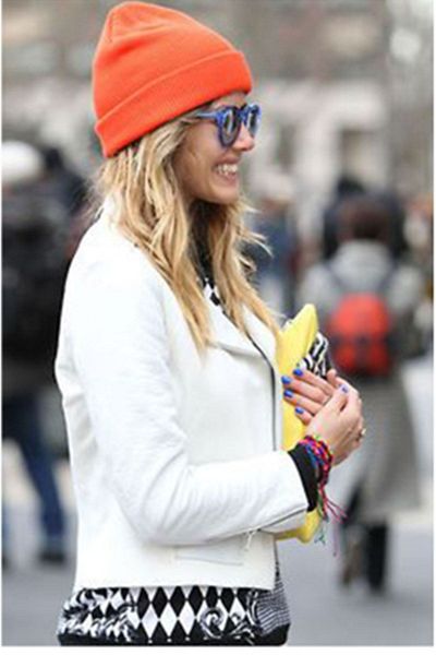 Ritagarcia Unisex Winter Neon Orange Folded Beret