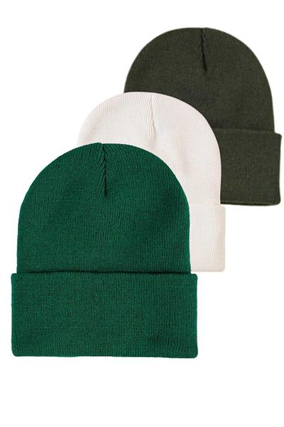 Ritagarcia Unisex Winter White-green-khaki Folded Beret Set of 3