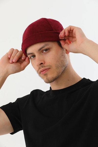 Ritagarcia Stamped Burgundy Back Adjustable Retro Hip-hop Skullcap Hat