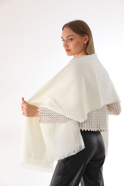 Ritagarcia Women's Soft Textured Ecru Plain Scarf