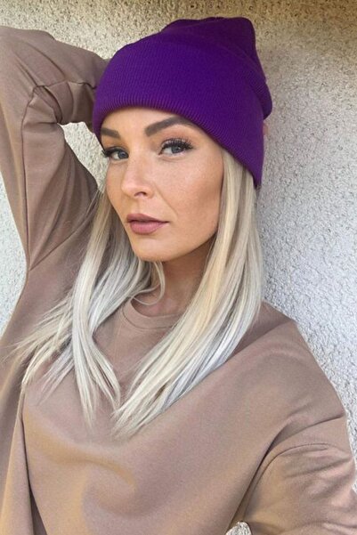 Ritagarcia Унісекс Зимова фіолетова шапка з відворотом