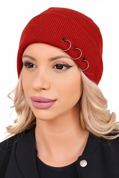 Ritagarcia Beretă de iarnă cu piercing burgundy de damă