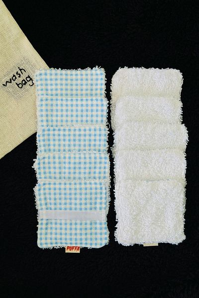 Puffa 10 Pieces Blue Makeup Remover Pad - Washing Bag Gift