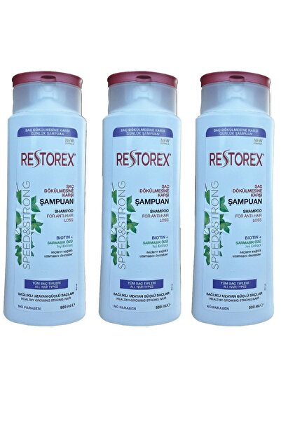 Restorex Sağlıklı Uzama Etkili Saç Dökülmesine Karşı Etkili Şampuan 500ml 3 Adet