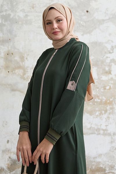 InStyle Khaki Ferace - Half Piping and Ribbed Arm Design