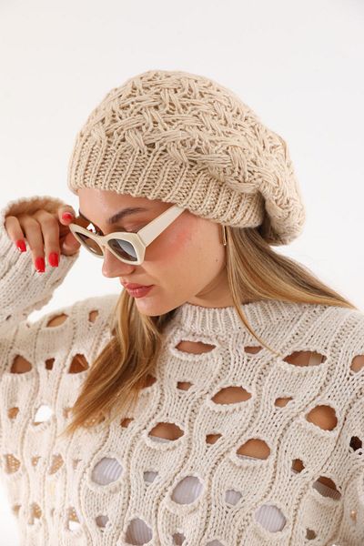 Ritagarcia Double Layer Beige Women's Painter Beret