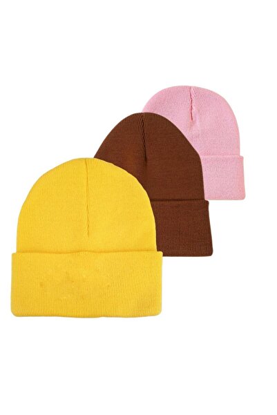 Ritagarcia Унісекс Зимовий Жовтий-кавовий-рожевий Складний Шапка 3-х Шт.