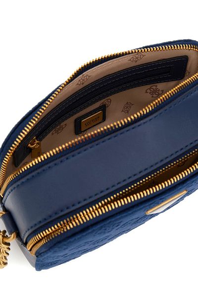 Guess Women's Brand Logo Chain Detailed Shoulder Strap Stylish Designed Dark Blue Shoulder Bag Suitable for Daily Use