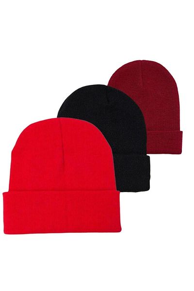Ritagarcia Unisex Winter Red-black-burgundy Folded Beret Set of 3