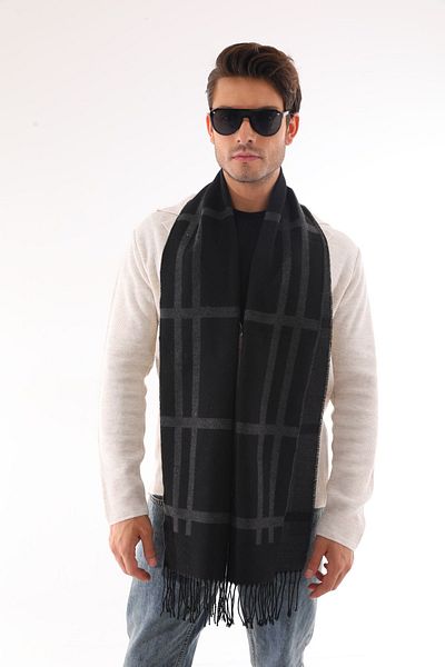 Ritagarcia Men's Black Patterned Scarf