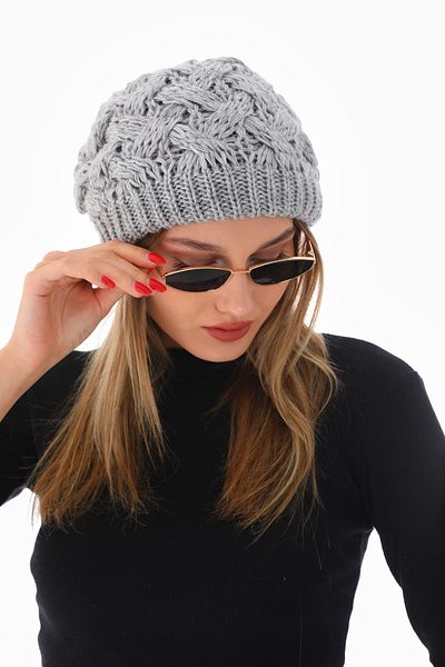 Ritagarcia Double Layer Knitted Gray Beret
